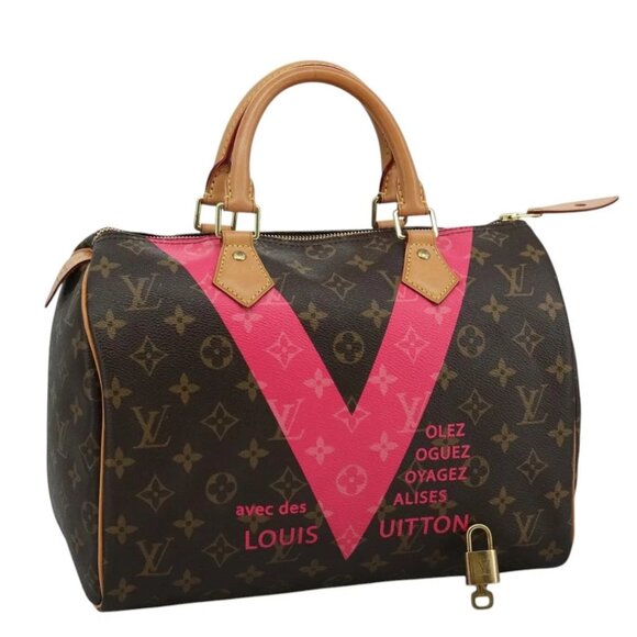 LOUIS VUITTON Monogram V Line Speedy 30 Hand Bag M41533 LV Auth 105968A - Picture 1 of 16